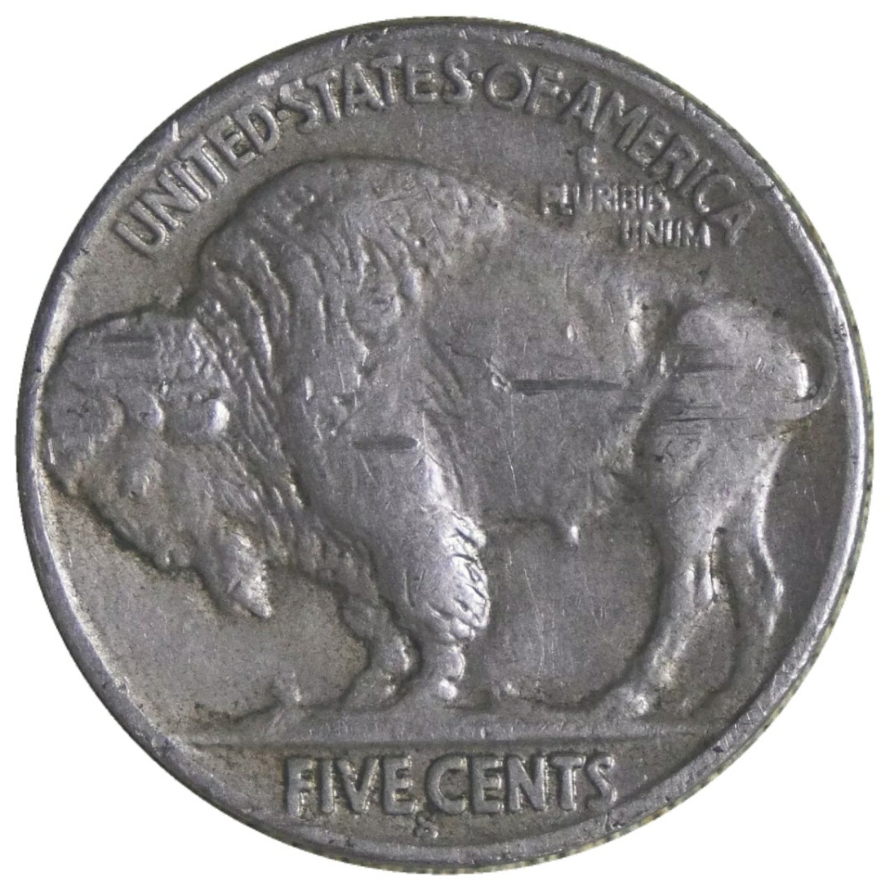 1927-S-5c-Buffalo-Nickel-#5---Abraided-2-1/2-Feathers?
